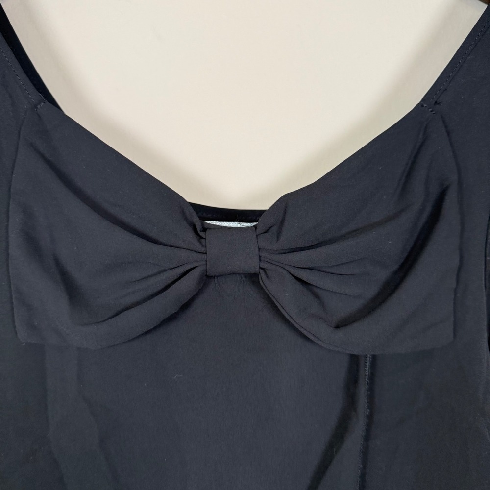 Living Doll Black Sheer Bow Detail Sleeveless Tank Medium - Picture 9 of 11